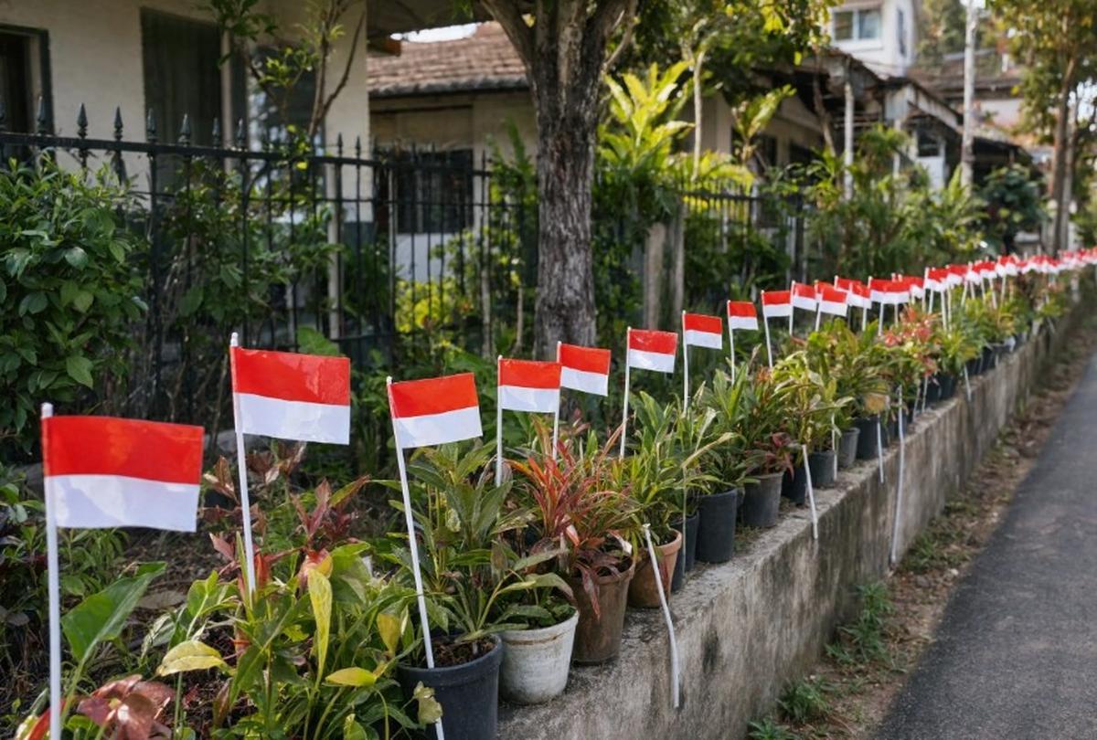 Ide Hiasan Jalan Kampung 17 Agustus dengan Barang Bekas yang Hemat Biaya (AI Generated)