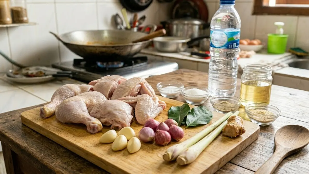 Membuat Ayam Pop Tanpa Air Kelapa