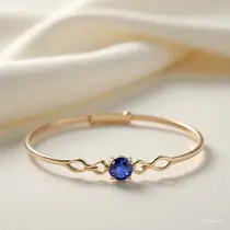 Gelang Emas Putih Batu Safir Minimalis (Created by Meta AI)