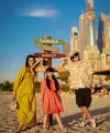 Selama di Dubai, mereka kerap tampil kompak dengan padu padan outfit yang playful dan colorful.  [credit: IG: @marshatimothy/ @armanfebryan].