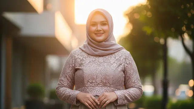 Model Gamis Brokat Cutting A-Line untuk Tubuh Berisi