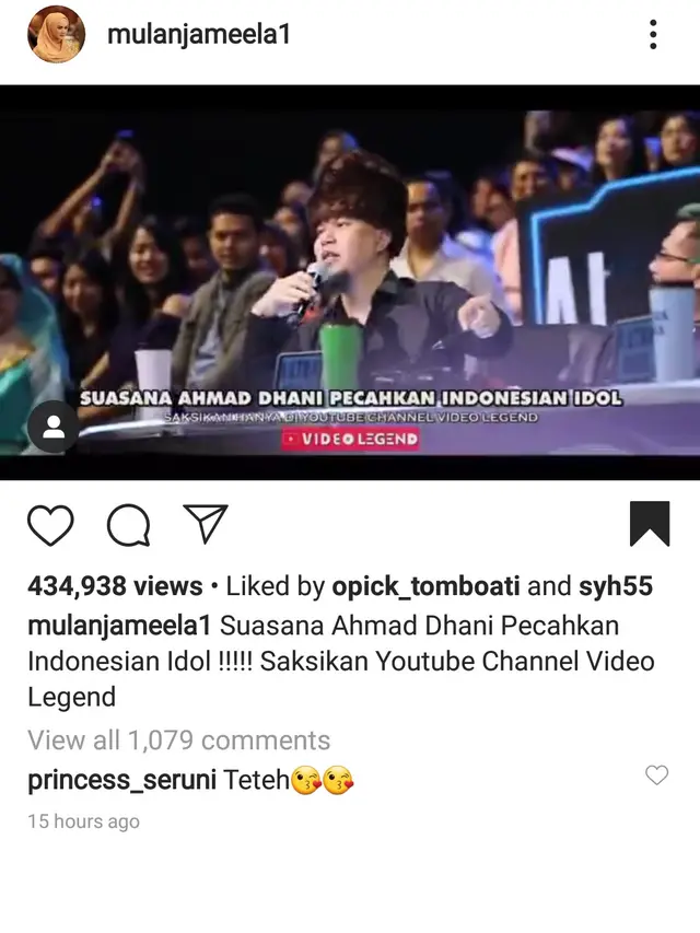 Potongan momen antara Ahmad Dhani dan Maia Estianty tersebut rupanya diunggah oleh Mulan Jameela di Instagram pribadinya