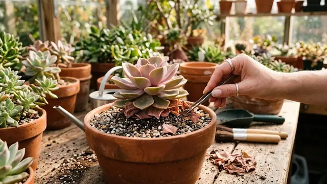 Cara Menghilangkan Daun yang Mati pada Tanaman Sukulen/AI Generated