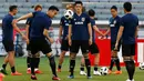 Para pemain Jepang mengikuti sesi latihan di Yokohama, Jepang,  (29/5). Jepang akan menghadapi Ghana pada pertandingan persahabatana jelang bertanding di Piala Dunia 2018.  (AP Photo / Shuji Kajiyama)