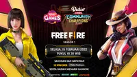 Link Live Streaming Vidio Community Champion Ladies Season 1 Free Fire di Vidio, Selasa 15 Februari 2022. (Sumber : dok. vidio.com)