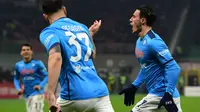 Selebrasi pemain Napoli saat melawan AC Milan  (AFP)