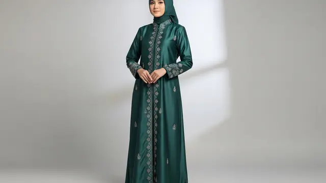 Gamis Sutra dengan Bordir