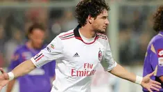 AC Milan's Pato celebrates scoring against Fiorentina during their Italian Serie A football match at Artemio Franchi stadium in Florence on April 10, 2011. AC Milan defeated Fiorentina 1-2. AFP PHOTO / ALBERTO LINGRIA