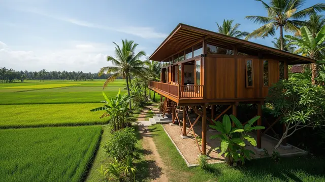 Rumah Panggung Modern dengan Material Kayu (Gemini AI)