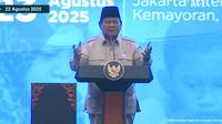Presiden Prabowo saat pembekalan guru dan kepala sekolah rakyat di JI Expo, Kemayoran Jakarta Pusat. (Liputan6.com/istimewa)