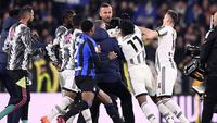 Duel Juventus vs Inter Milan Coppa Italia 2022/2023 pada babak semifinal leg pertama Coppa Italia 2022/2023 di Allianz Stadium, Rabu (5/4/2023) dini hari WIB. (La Presse via AP/Fabio Ferrari)