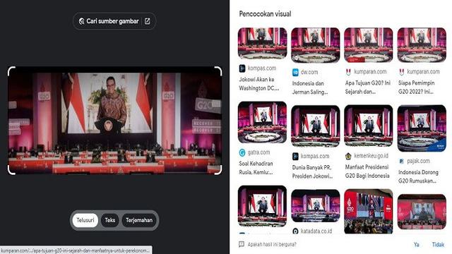 Gambar Tangkapan Layar Penelusuran Foto Menggunakan Google Images.