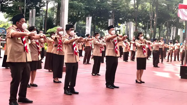 upacara hari ulang tahun Saka Bakti Husada (SBH) ke-37 di gedung Kementerian Kesehatan, Jakarta Selatan, Rabu (20/7/2022). (Foto: Liputan6.com/Ade Nasihudin).