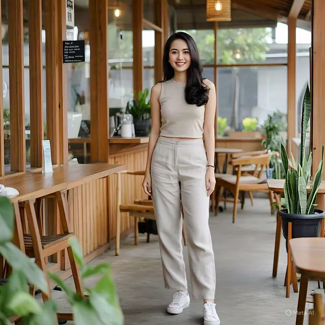 Ide Padanan Celana Lebar Model Linen & Tank Top: Sejuk dan Santai/via Meta AI