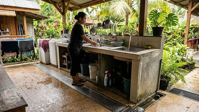 Model Saluran Air untuk Dapur Semi Outdoor agar Cepat Kering