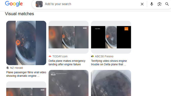 Tangkapan layar Google Image untuk menelusuri klaim rekaman video penumpang detik-detik pesawat ATR 42- 500 jatuh