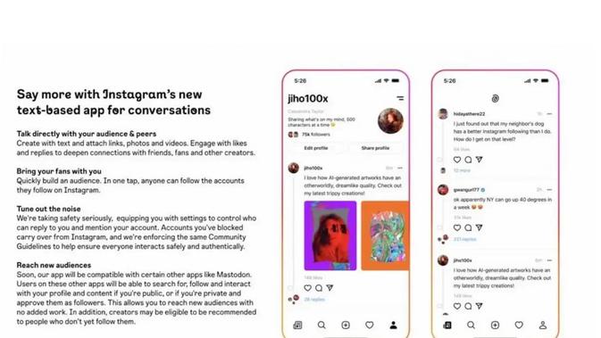 Bocoran tampilan aplikasi berbasis teks milik Instagram yang diramalkan menjadi pesaing Twitter. Foto ini adalah newsletter milik Lia Haberman yang bocor ke internet (Foto: The Verge).
