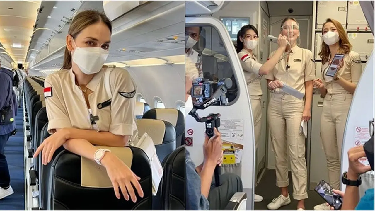 6 Potret Aksi Luna Maya Nyamar Jadi Pramugari Super Air Jet, Curi Perhatian