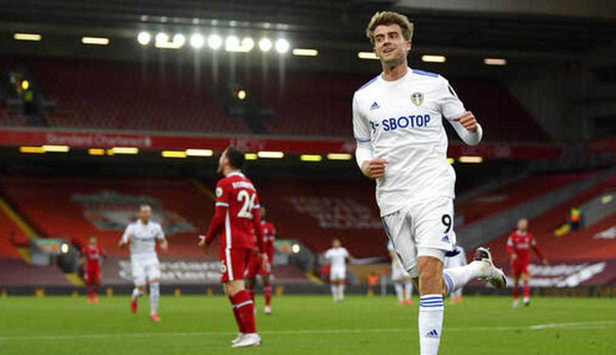 4. Patrick Bamford (Leeds United) - Anak asuh Marcelo Bielsa ini ikut meramaikan daftar top skor sementara Liga Inggris. Sejauh ini ia telah mencetak tiga gol. (Shaun Botterill, Pool via AP)