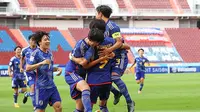 Ekspresi para pemain Timnas Jepang U-17 saat mencetak gol ke gawang lawan. (Dok. AFC)