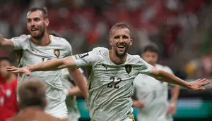 Gelandang Timnas Korea Selatan, Tomas Soucek, merayakan gol ke gawang Korea Selatan pada laga pertama Grup A Piala Dunia 2026 di Guadalajara Stadium, Jumat (12/06/2026) pagi WIB. Namun, gol tersebut dianulir wasit karena Soucek berada dalam posisi offside. (AP Photo/Dolores Ochoa)