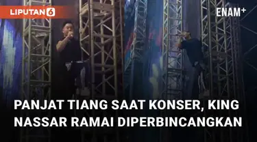 Aksi tak terduga dilakukan oleh penyanyi Nassar saat memanjat tiang di sebuah konser bikin heboh