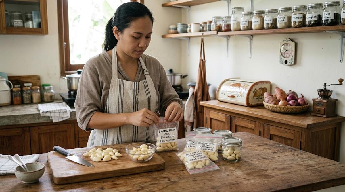 Menyimpan bawang putih (AI Generated)