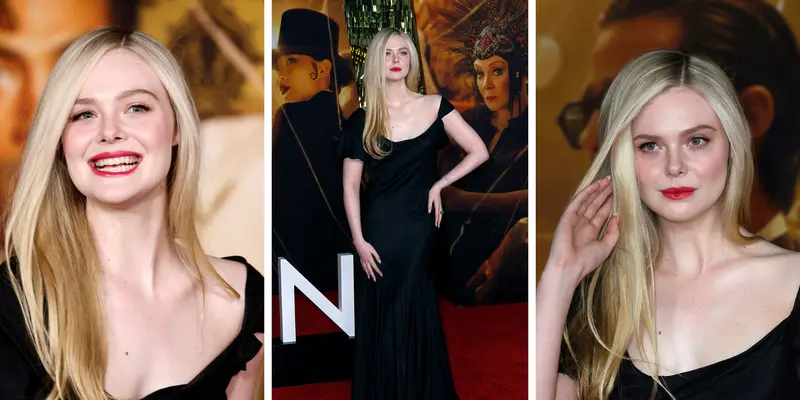 Bergaun Hitam, Elle Fanning Tampil Cantik di Pemutaran Perdana Film Babylon