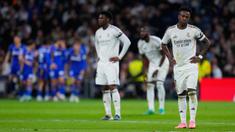 Real Madrid harus menelan pil pahit dalam laga lanjutan Liga Spanyol 2025/2026 saat menjamu Getafe pada Senin (02/03/2026) waktu setempat. (AP Photo/Manu Fernandez)