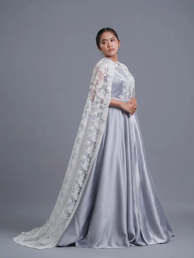 Brokat Cape Layer Panjang Minimalis Glamor