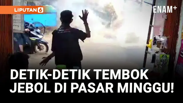 VIDEO: Tak Mampu Menahan Debit Air, Tembok Pagar di Pasar Minggu Jebol!