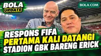Ketua Umum PSSI Erick Thohir bersama Presiden FIFA Gianni Infantino mendatangi dan meninjau Stadion Utama Gelora Bung Karno (SUGBK), Senayan, Jakarta, Minggu (4/10) malam. Ini merupakan kali pertama Presiden FIFA Gianni Infantino mengunjungi langsung...