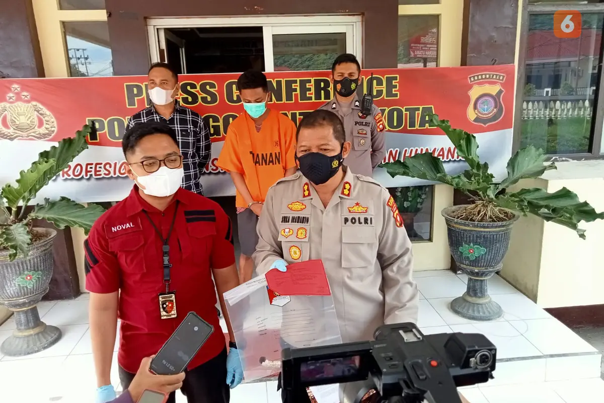 Konferensi Pers yang dilaksanakan oleh Polres Gorontalo Kota terkait pembunuhan (Arfandi Ibrahim/Liputan6.com)