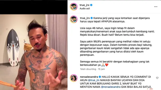 Jerinx SID Umumkan Tak Bisa Ikut Tur Konser Superman Is Dead di Luar Bali, Demi Program Bayi Tabung Nora Alexandra