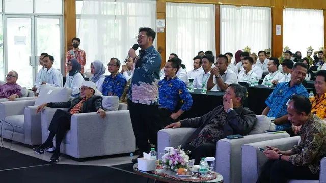 Menteri Pertanian Syahrul Yasin Limpo menghadiri penutupan Pelatihan Teknis Penguatan Kelembagaan Petani bagi Petani Milenial, di Bogor, Jumat (17/02/2023).