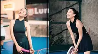 Potret Azizah Salsha latihan tenis lapangan (sumber: Instagram/azizahsalsha)