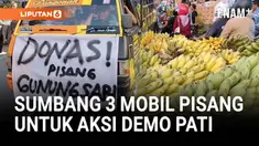 Warga Desa Gunungsari, Kecamatan Tlogowungu, Pati, menunjukkan dukungan unik untuk aksi demo besar-besaran 13 Agustus dengan mendonasikan tiga pikap penuh pisang berbagai jenis senilai sekitar Rp7 juta. Sekitar 100 tandan pisang tersebut diantar lang...