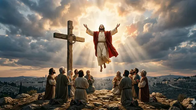 Gambar Kenaikan Yesus Kristus (Foto: Gemini AI)