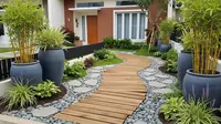 8 Desain Kebun Depan Rumah Tanpa Rumput yang Estetis, Hemat Air dan Minim Perawatan