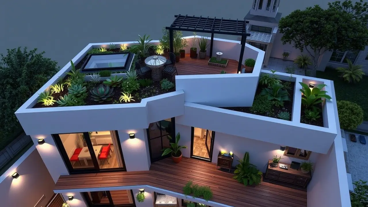 Desain Rumah Lantai 2 dengan Rooftop