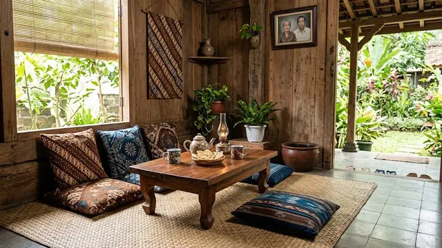Ruang Tamu Lesehan Tradisional Nusantara