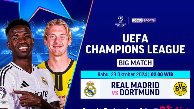 Jadwal Big Match Liga Champion 2024/25 Real Madrid vs Dortmund di Vidio