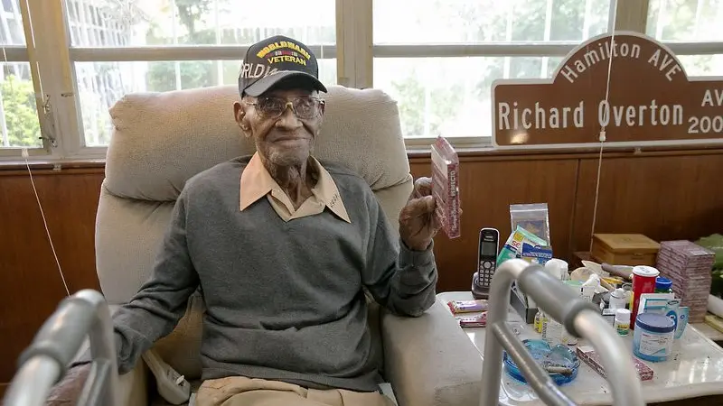 Richard Overton, orang tertua di Texas AS sekaligus veteran Perang Dunia II. (AP)