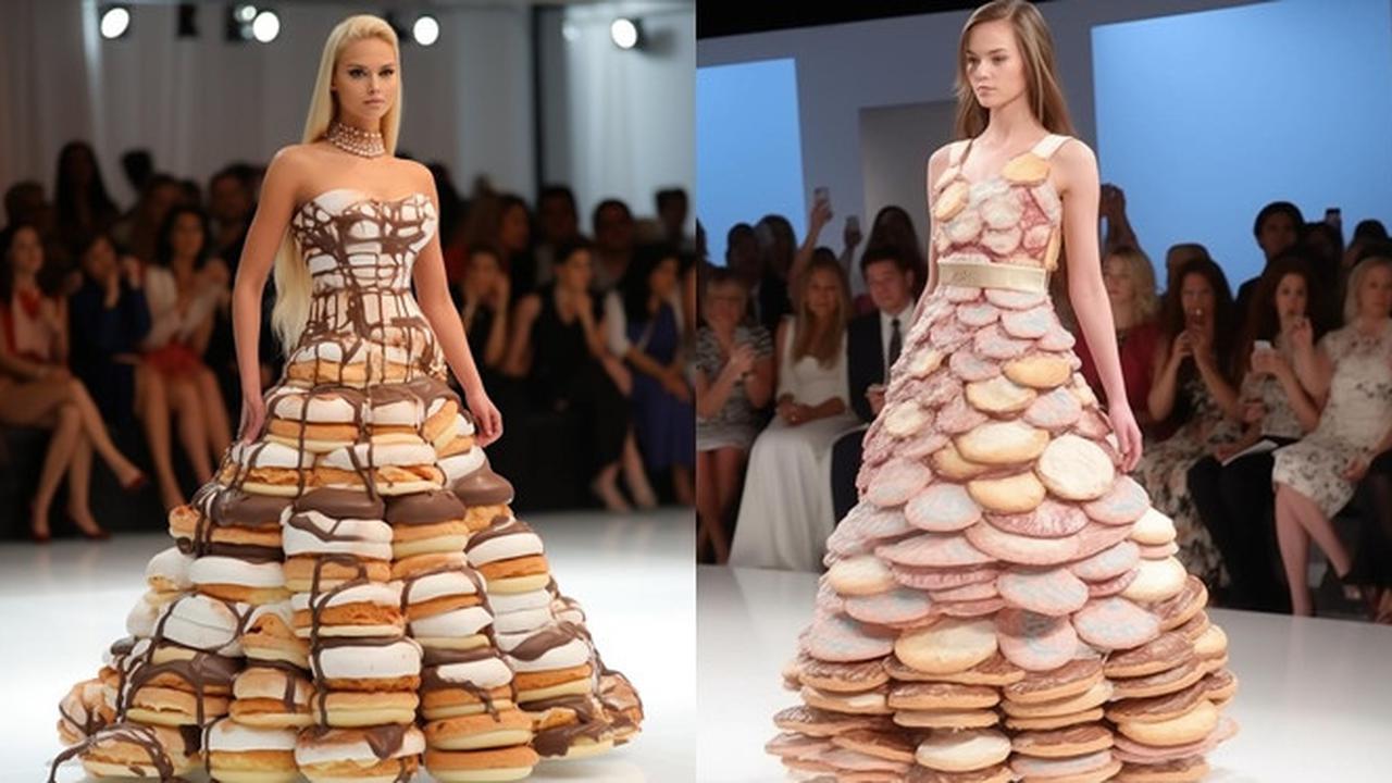 6 Editan Foto Gaun Fashion Show Bentuk Makanan Ini Bikin Lapar Lihatnya