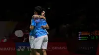 Siti Fadia Silva Ramadhanti pulih dari cedera, lolos ke 16 besar Indonesia Masters 2023 bersama Apriyani Rahayu di Istora, Jakarta, Rabu (25/1/2023). (Bola.com/Bagaskara Lazuardi)