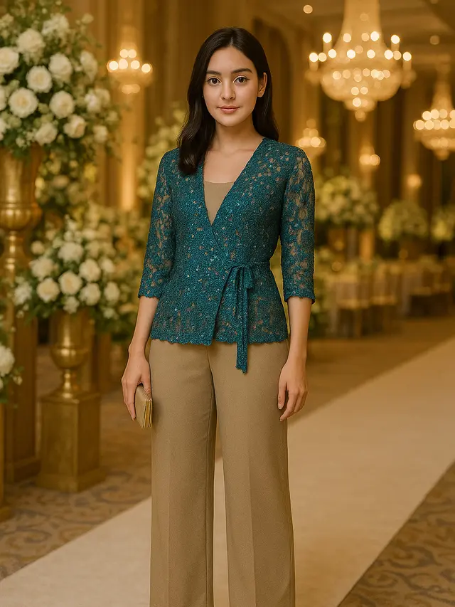 Model Cardigan Brokat Tali Samping