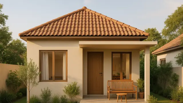 Inspirasi Desain Rumah Sederhana 6x8 Meter dengan Teras dan Taman Mini