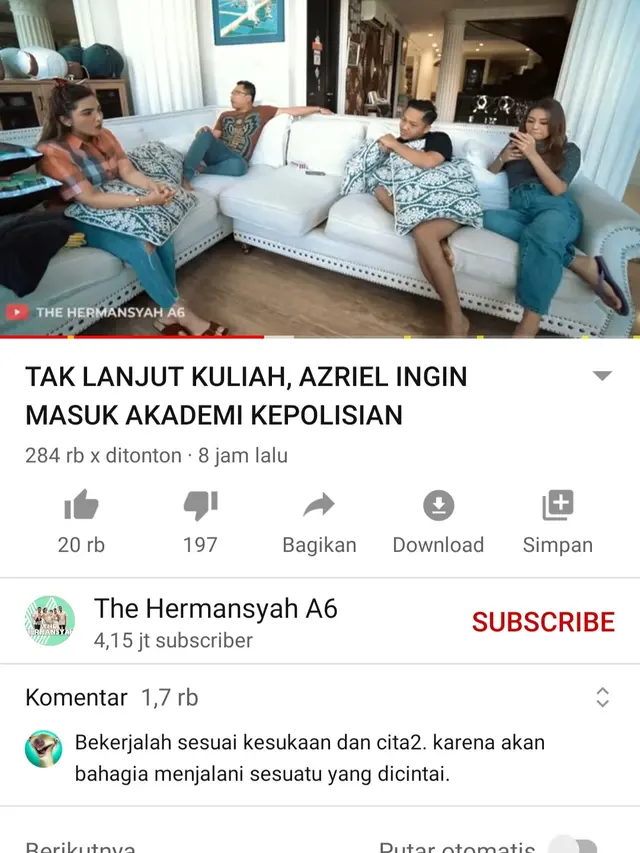 Unggahan Ashanty. (Foto: YouTube The Hermansyah A6)