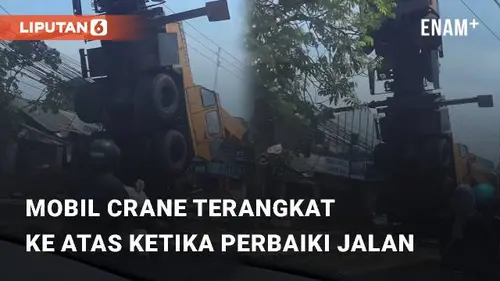 VIDEO: Viral Mobil Crane Terangkat Ke Atas Ketika Perbaiki Jalan di Cibinong