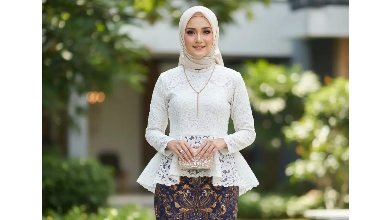 Model Gamis Batik Campur Brokat (Foto: Gemini AI)